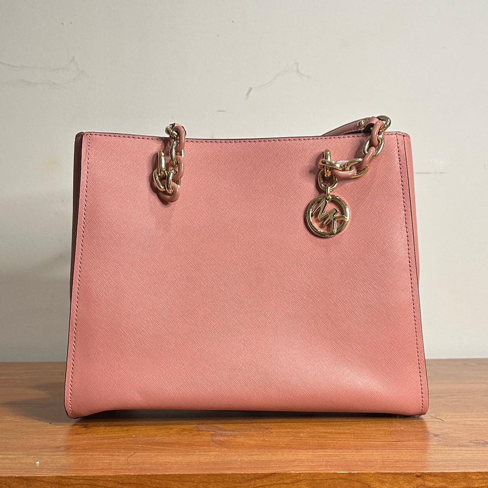 Michael Kors Blush Shoulder Bag with Gold Accents
